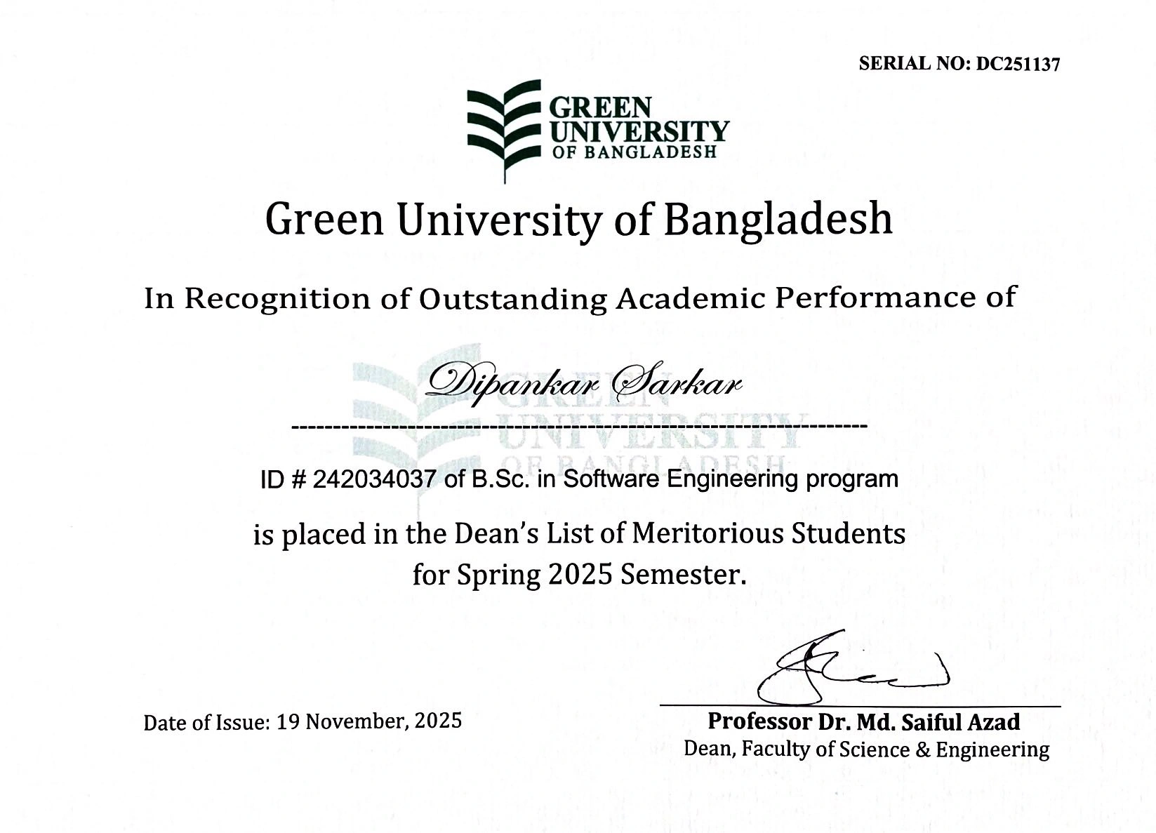 Dean's Award 2